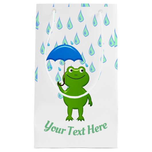 かわいいカエルと雨の日 スモールペーパーバッグ (正面)