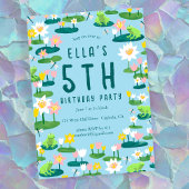 かわいいカエルのお誕生日パーティー カスタムリリーパッド 招待状