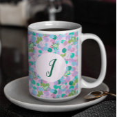 かわいいカエルのアートピンク《植物》スイレンカスタムモノグラム コーヒーマグカップ