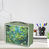 かわいいカエルのグリーン名前をカスタムする メタルランチボックス