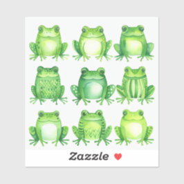 かわいいカエルのグループ シール