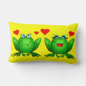 かわいいカエルのハートが明るく明るカラフルい ランバークッション (裏面)