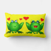かわいいカエルのハートが明るく明るカラフルい ランバークッション (正面)
