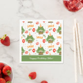 かわいいカエルのパターンスマイル文字ハッピーバースデーw名前 スタンダードカクテルナプキン (インサイチュ)
