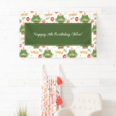 かわいいカエルのパターンスマイル文字ハッピーバースデーw名前 横断幕 (インサイチュ)