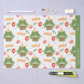 かわいいカエルのパターンスマイル文字ハッピーバースデーw名前 薄葉紙 (クラフト)