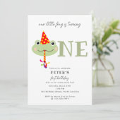 かわいいカエルのパーティー ハット 子供の初めての1歳の誕生日パーティー 招待状 (スタンド正面)