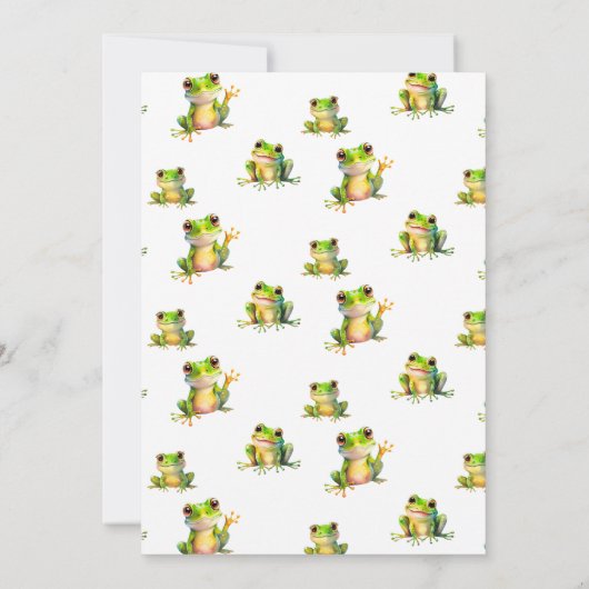 かわいいカエルのプリンスグリーン&金ゴールドベビーシャワー 招待状 (裏面)