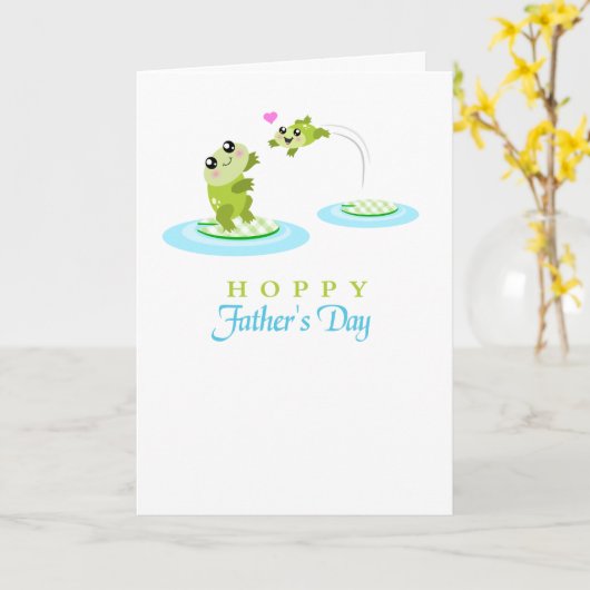 かわいいカエルのホップの豊富で幸せな父の日カード カード (黄色い花)