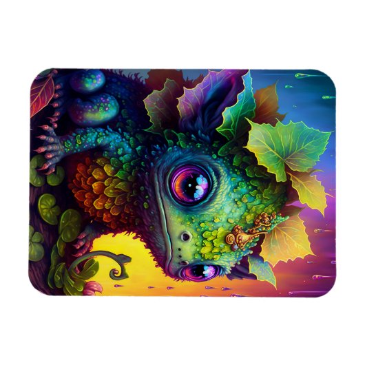 かわいいカエルのモンスターファンタジーアートマグネット マグネット (横)