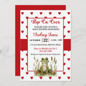 かわいいカエルの上にホップオンベイビーシャワー招待状 招待状 (正面/裏面)