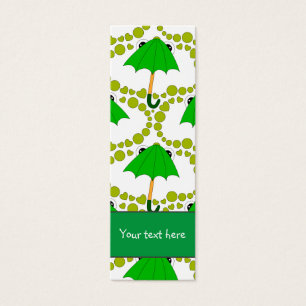 かわいいカエルの傘のハートとドットブックマーク