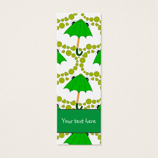 かわいいカエルの傘のハートとドットブックマーク (正面)