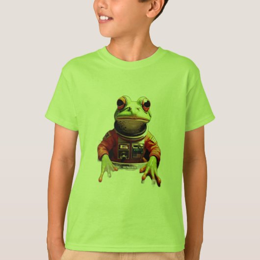 かわいいカエルの司令官宇宙・シャトル Tシャツ (正面)