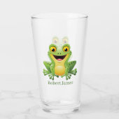 かわいいカエルの恋人がガラスの名前を追加 タンブラーグラス (裏面)