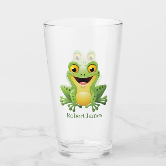かわいいカエルの恋人がガラスの名前を追加 タンブラーグラス (裏面)