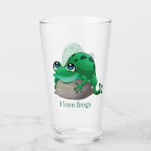 かわいいカエルの恋人を追加文字 タンブラーグラス (正面)