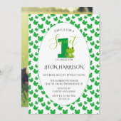 かわいいカエルの最初の誕生日パーティー 招待状 (正面/裏面)