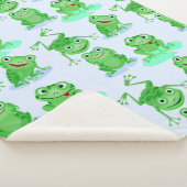 かわいいカエルの柄 シェルパブランケット (3/4)