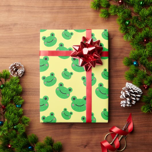 かわいいカエルの柄 ラッピングペーパー (クリスマスギフト)