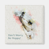 かわいいカエルの水色シンプル角磁石 マグネット (正面)