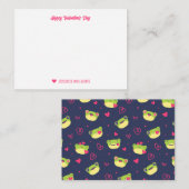 かわいいカエルの漫画 ハート柄 バレンタインデー ノートカード (正面/裏面)