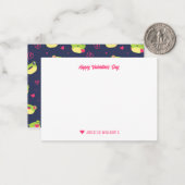 かわいいカエルの漫画 ハート柄 バレンタインデー ノートカード (正面/裏面インサイチュ)