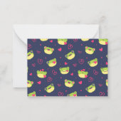 かわいいカエルの漫画 ハート柄 バレンタインデー ノートカード (裏面)