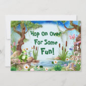 かわいいカエルの王子様の誕生日パーティー 招待状 (正面)