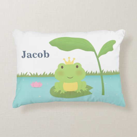 かわいいカエルの王子For Boys Room Decorの枕 アクセントクッション (正面)