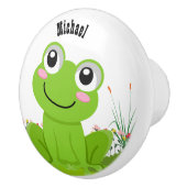 かわいいカエルの編集可能な名前 セラミックノブ (右)