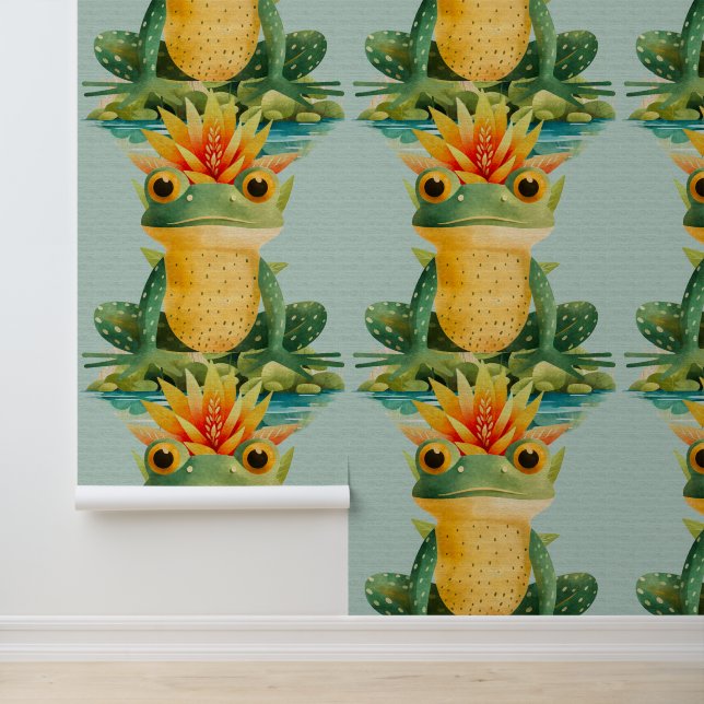 かわいいカエルの花池の子供の水色 壁紙 (アプリケーション)