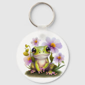 かわいいカエルの花,リュックサック,ラベル キーホルダー (裏面)