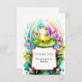 かわいいカエルの誕生日おめでとう サンキューカード (正面/裏面)