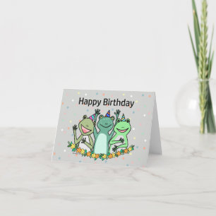 かわいいカエルの誕生日におもしろいおめでとう カード