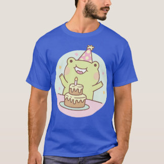 かわいいカエルの誕生日パーティーとケーキ Tシャツ