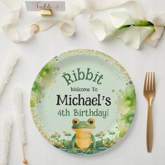 かわいいカエルの誕生日パーティーの招待状 ペーパープレート (ウェディング)