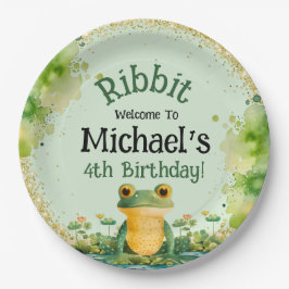 かわいいカエルの誕生日パーティーの招待状 ペーパープレート