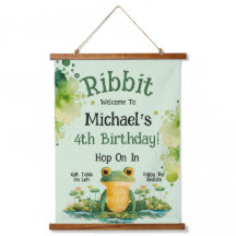 かわいいカエルの誕生日パーティーの招待状