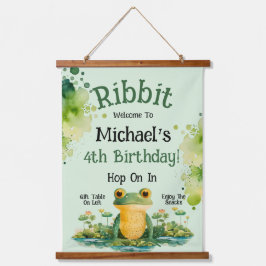かわいいカエルの誕生日パーティーの招待状 吊り下げ型タペストリー