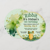 かわいいカエルの誕生日パーティーの招待状 招待状 (正面/裏面)