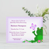 かわいいカエルの誕生日パーティー招待状 招待状 (スタンド正面)