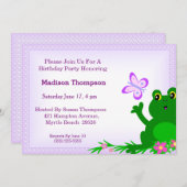 かわいいカエルの誕生日パーティー招待状 招待状 (正面/裏面)