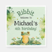 かわいいカエルの誕生日パーティー スタンダードランチョンナプキン (正面)