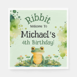 かわいいカエルの誕生日パーティー スタンダードランチョンナプキン