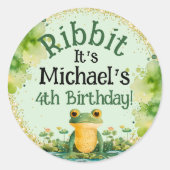 かわいいカエルの誕生日パーティー ラウンドシール (正面)