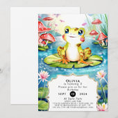 かわいいカエルの誕生日 招待状 (正面/裏面)