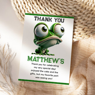 かわいいカエルの農場テーマ 1歳の誕生日 サンキューカード