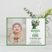 かわいいカエルの農場テーマ 1歳の誕生日 招待状 (スタンド正面)