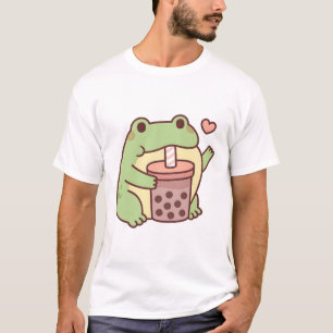 かわいいカエルはバブルティーを飲むのが大好き Tシャツ